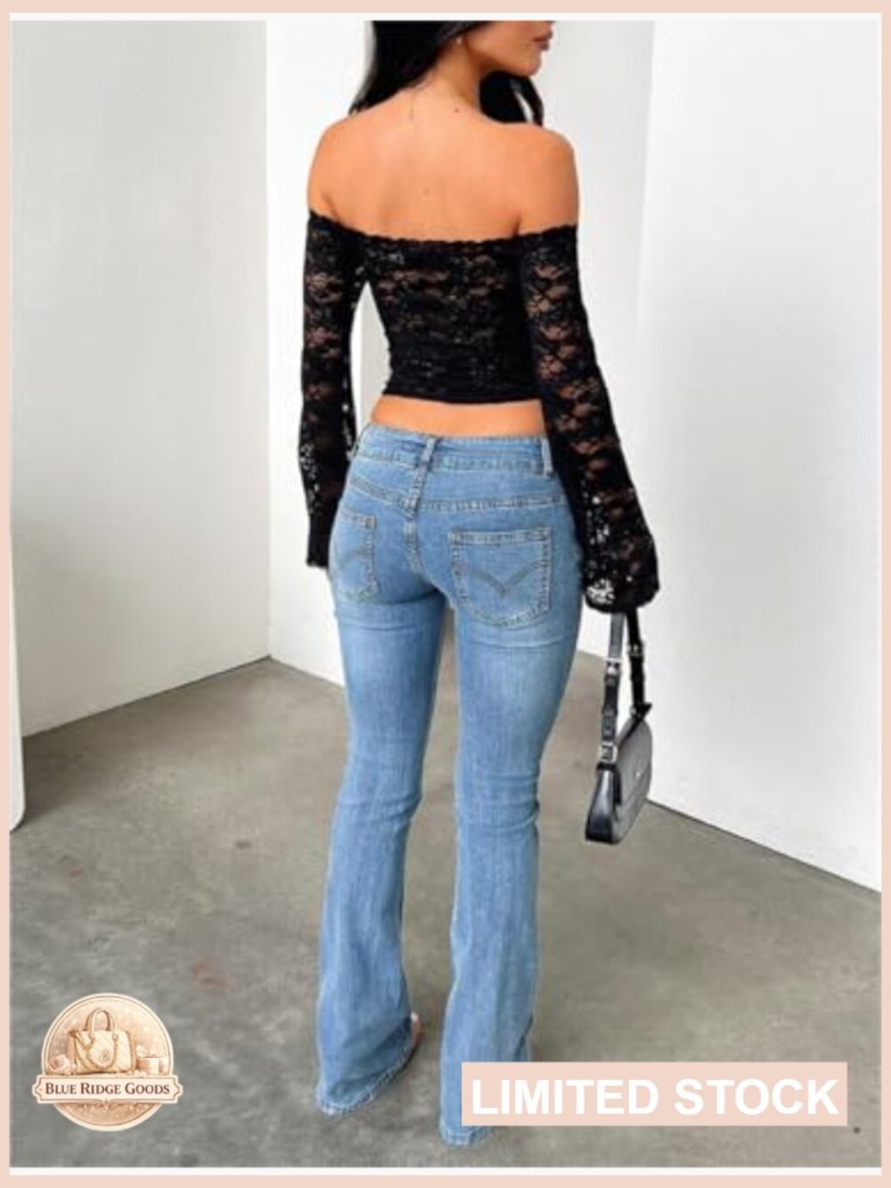 Off Shoulder Floral Lace Crop Top Long Sleeve See Through Backless Going Out - Picture 7 of 7